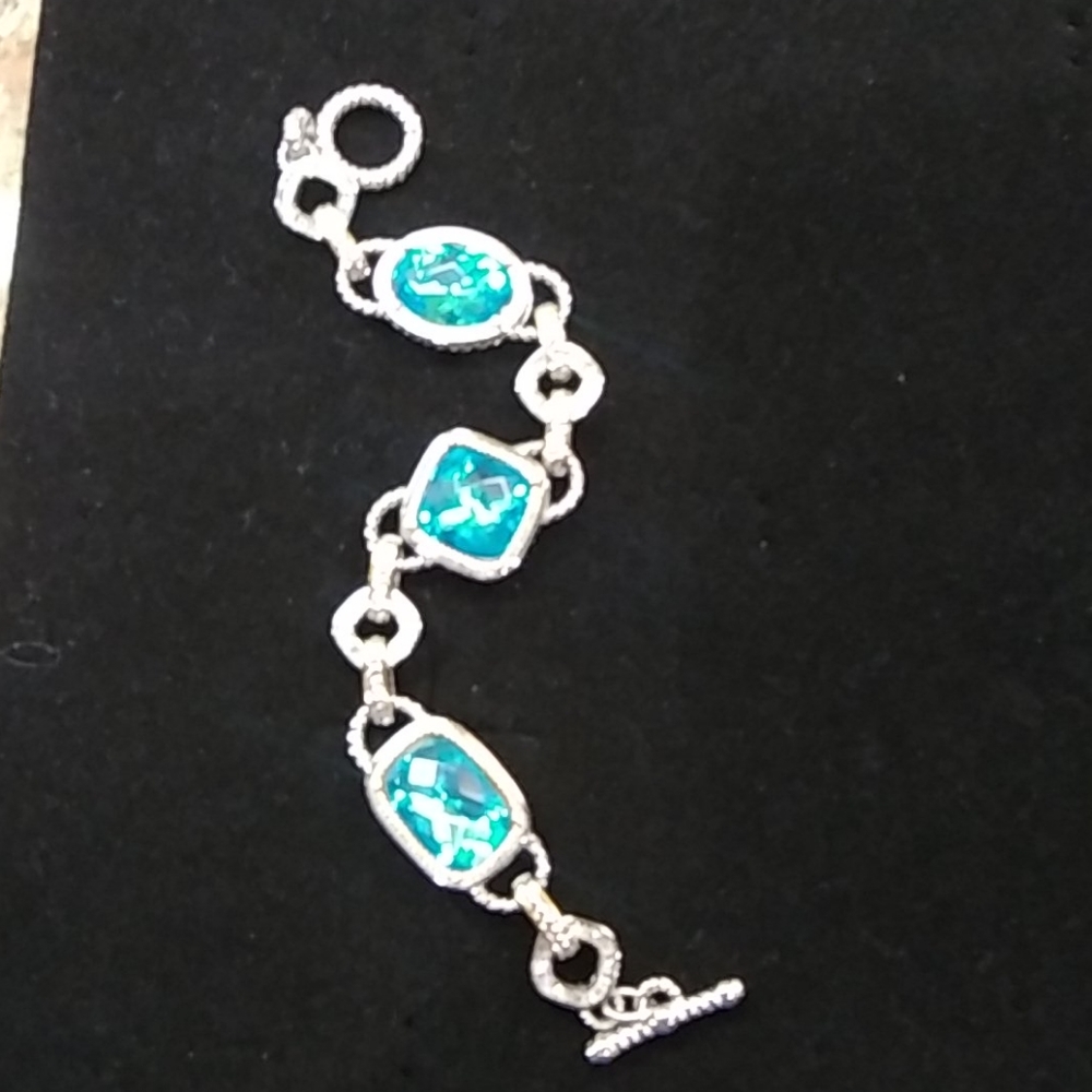Stainless blue jeweled bracelet